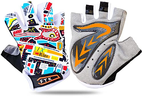 Kids Junior Cycling Gloves Outdoor Sport Road Mountain Bike, Fit Boy Girl Youth Age 2-10, Gel Padding Bicycle Half Finger Pair (Red, Small)