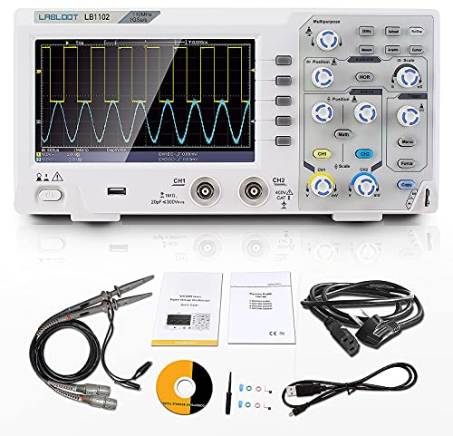 Labloot LB1102 110 MHZ Larghezza di banda Oscilloscopio 2 canali 1GS/s Digitale Magazzinaggio Oscillometro 7 LCD Schermo