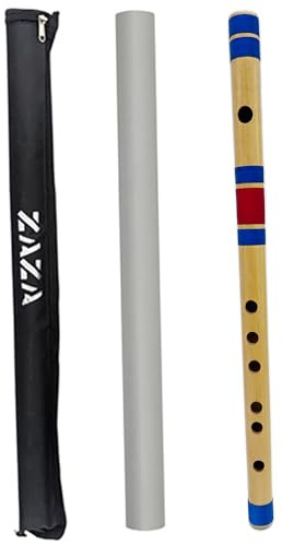 Professional 6 Holes Polished Bamboo Flute - (Indian Flute) With Carry Bag (Scale-C)
