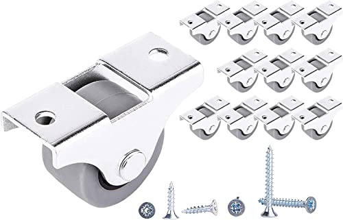 SKIR'CO Paquete de 12 ruedas pequeñas para muebles de 25 mm, ruedas de goma, ruedas no giratorias, ruedas fijas, dirección unidireccional, tornillos incluidos (12)