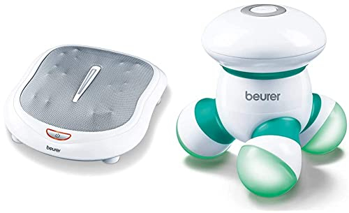 Beurer FM 60 Fußmassagegerät, 18 Massageköpfe, Wärmefunktion, 2 Geschwindigkeiten, durchblutungsfördernde Shiatsu Massage & MG 16 Mini-Massager, grün