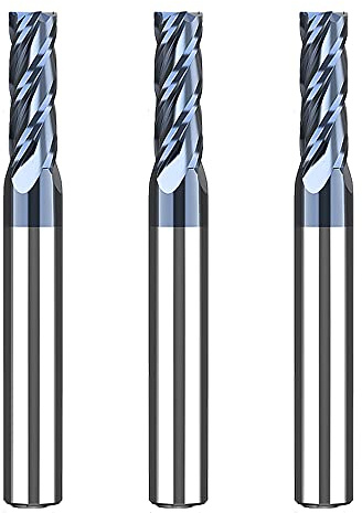 CREEYA 3 Pièces Fraise Carbure 5mm, 4 dents CNC Fraise en bout AlTiN Noir VHM Pour Métal Bois Acrylique Plastique