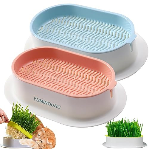 YUMINGUHC Cat Grass Planter Catnip Wheatgrass Seed Sprout Tray Hydroponic Cat Grass Growing Kit Nursery Plant Planting Box for Indoor, Soilless (E)