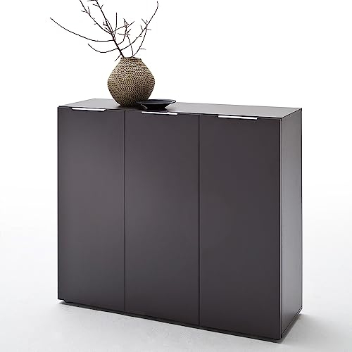 Lomadox Kommode Schuhschrank 3-türig in anthrazit, B/H/T ca. 120/101/39 cm | Platz für ca. 30 Paar Schuhe