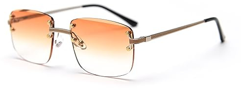 kachawoo Rimless gradient solglasögon för kvinnor retro fyrkantiga parasoller män flickor ramlösa glas mode lyx glasögon, Silver med orange, Einheitsgröße