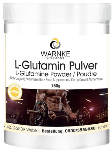 L-Glutamin Pulver - 750g - proteinogene Aminosäure - 100% pur ohne Zusatzstoffe - hochdosiert und vegan | Warnke Vitalstoffe - Deutsche Apothekenqualität
