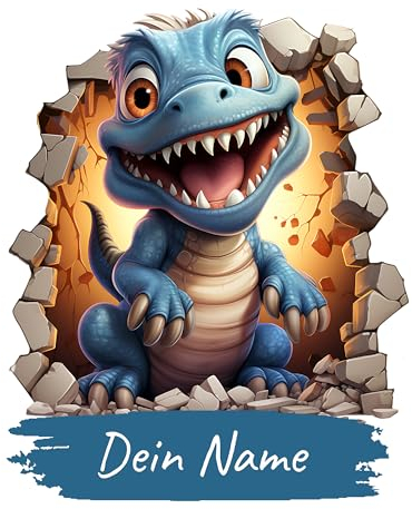 GRAZDesign Dino Wandtattoo mit Namen personalisiert Dinosaurier für Kinderzimmer Junge - Wandaufkleber über Bett & Sofa - 61x50cm
