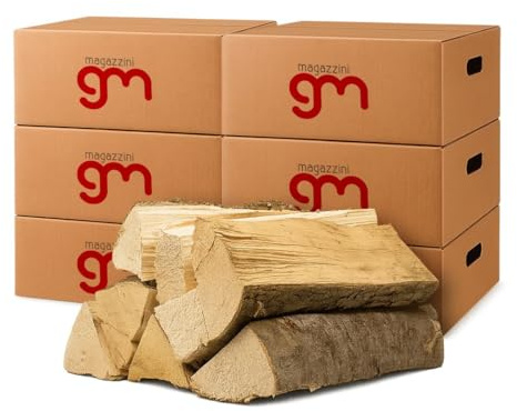 MagazziniGM, Legna Da Ardere essiccata sotto il 15% di umidità, pezzi da 25 Cm per Stufe Camini Barbecue Fuoco Riscaldamento (Legno di faggio, 90 Kg (6 pacchi))