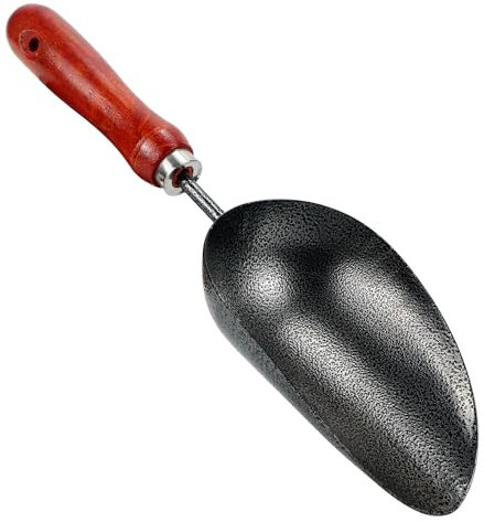 Kunjocy Garden Spade, Multi-purpose, Black Iron & Wood, Modern Style, Garden Helper, Soil Scoop, Transplanter, Fertilizer & Feed Scoop (1)