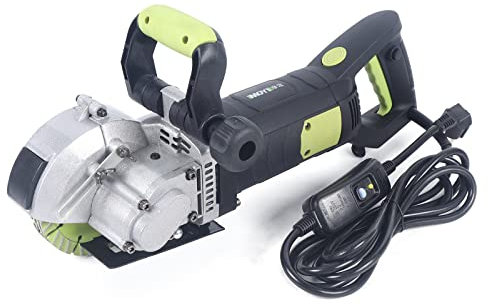 Elektrische Wandfräse+Staubsaugeranschluss Nutenfräsmaschine Mauernutfräse 4800 W, Schnittbreiteneinstellung bis 40 mm, Schnitttiefe bis 42 mm, 7000r/min mit 6 x Sägeblätter
