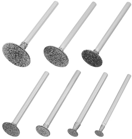 OTOTEC 7Pcs T Shape Head Diamond Grinding Burr Drill Bits Sets Suitable for Rotary Tools Engraving Agate and Amber,2.35mm Rod and 3mm Rod