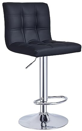 Panana Bar Stool Swivel Gas Lift kitchen Breakfast Bar Pub PU Leather Barstool Cafe Chair (Black)