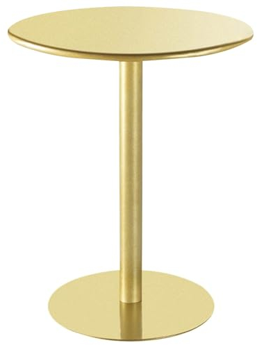Runder Stehtisch moderner Bistrotisch mit goldfarbener Metalleisenplatte und stabilem Fuß einfach zu montierender hoher Kneipentisch für 2–4 Personen (Größe: 48 x 48 x 56 cm)