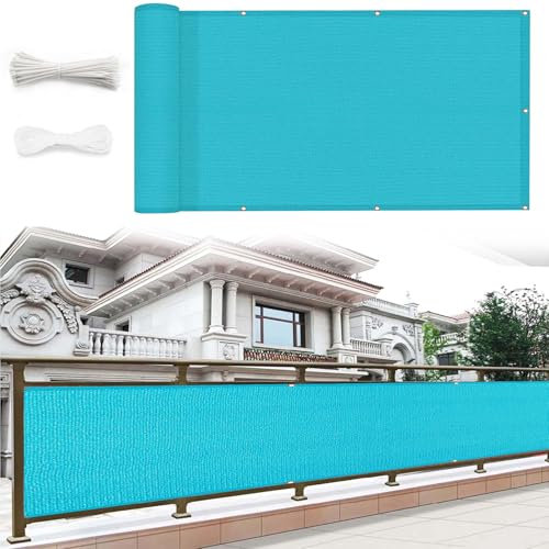 Balkon Sichtschutz Balkonverkleidung 110 x 280 cm Uv-Beständig Wetterfest Windschutz Balkonabdeckung Balkonverkleidung mit Kabelbinder für Garten Balkon Terrasse, Blau