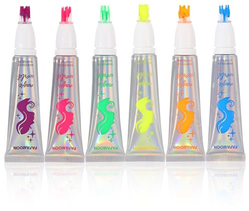 RoseFlower Juego de tizas para el pelo, 6 colores de tizas temporales para el cabello, bolígrafo para teñir el cabello lavable de color, tiza para el cabello de carnaval para fiesta de Navidad