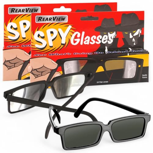 MIJOMA Spionagebrille mit Rückspiegel-Effekt – 2er-Set Agentenbrille mit Seitenspiegeln, Sonnenbrille für Geheimagenten & Detektive, Spy Glasses für Um-die-Ecke-Gucker