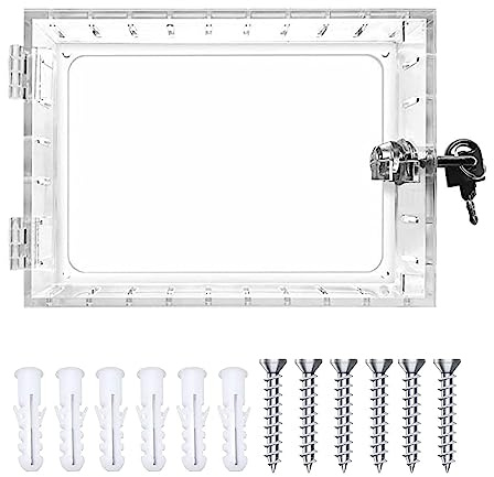 GAESHOW Thermostat Lock Box With Key, Small Thermostat Guard Box for Wall, Universal Acrylic Thermostats Protector for All Standard Type Nest Thermostats, 6.5 X 4.72 In