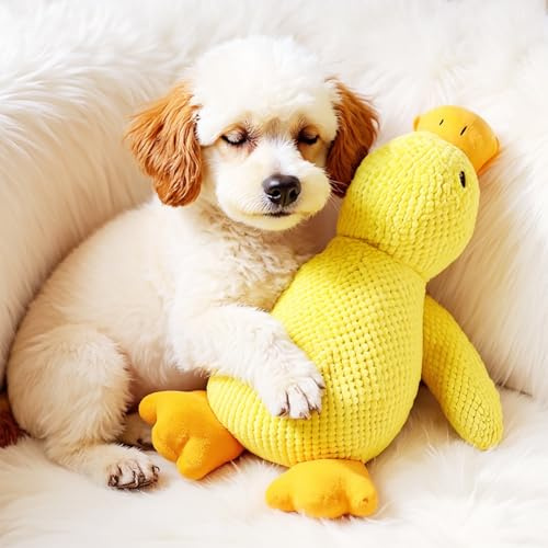 DePro Anti Stress Ente Hund, Sunshine Smile Anti Stress Ente Hund, Spielzeug Für Hunde, Quietschendes Spielzeug, Unzerstörbares Kuscheltier für Hunde,Dog Toys für Kleine, Mittlere, Große Hunde