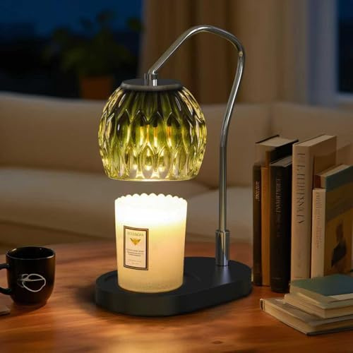 Kerzenwärmer-Lampe für Glas, Timer & Dimmer, Dekolicht für Zuhause（Grün )