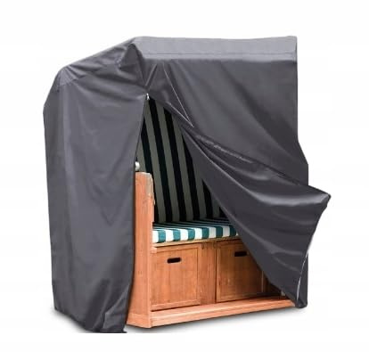 PanPokrowiec Strandkorb Abdeckung - Robuste Schutzhülle für Gartenmöbel & Schaukel - Wetterfest, UV-beständig, Reißfest - Polyester Plane für 130x100x170/134cm - Grau