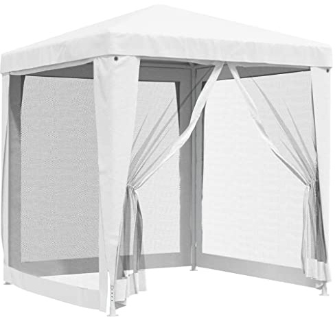 Tonnelle de Jardin, Tente de Réception Pavillon Barnum de Jardin avec 4 parois latérales en Maille 2x2m Blanc