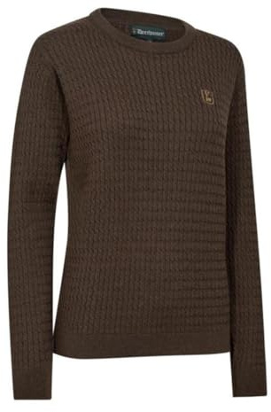 Deerhunter Womens Pullover Lady Harrington Cable Knit - Brown Melange