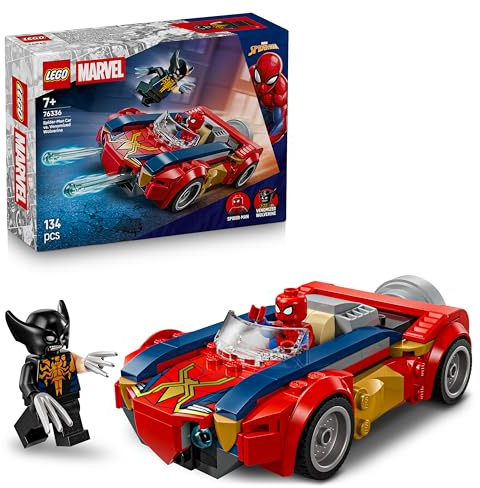 LEGO | Marvel Spider-Man Car vs. Venomized Wolverine - Superhero Toy w/a Car Model, 2 Minifigures & 2 Spring Shooters - Gift for 7+ Year Old Boys & Fans - 76336