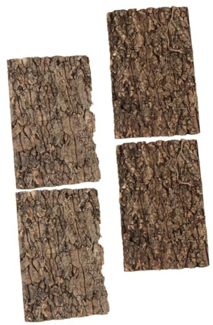 TOBBOMEY 4pcs Natural Climbing Tree Bark Terrarium Accessory for Reptile Tank Lifelike Textured Aquarium Bark Background Decorative Habitat Landscaping Board for Lizards Spiders and Exotic