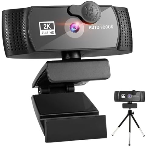 TIEOAXFT Webcam Full HD 8K 4K 1080P avec Microphone, USB, for Ordinateur Portable, Mini caméra vidéo(2k)