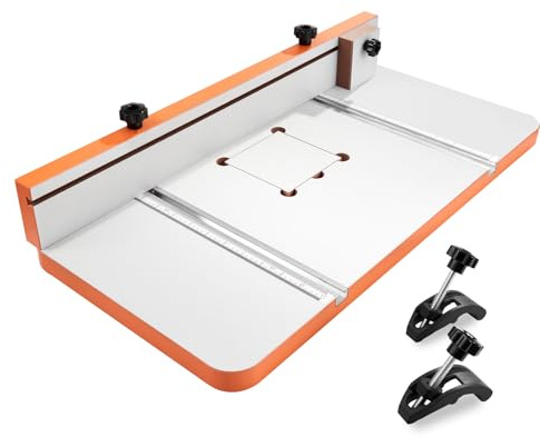 VEVOR Table pour Perceuse à Colonne 605x300 mm Table de Perçage pour Perceuses à Colonne, avec Butée et Guide Réglables, Rainures T Compatibles avec Divers Étaux Pinces, Plateau MDF, Échelle Intégrée