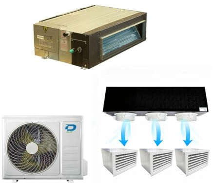 Diloc Over Climatiseur Canalisé 18000 BTU Inverter R32 A++ avec Kit Plenum 3 Voies - Climatiseur en Pompe à Chaleur Mod. D.OVER18CAN