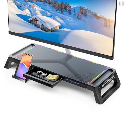 MOOJAY Support de Moniteur d'ordinateur de Bureau avec 4 Hub USB 3.0