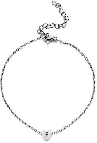 Skcess fotkedja dam vattentät, fotkedja glitter rostfritt stål hjärta med bokstäver armband kvinnor silver för mor flicka, Rostfritt stål, Ingen zirkonia