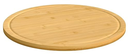 6 taglieri in bambù, diametro 40 x 1,5 cm, con scanalatura per succo, antiscivolo, da cucina, come tagliere per la colazione, da portata, versatile, per verdure, frutta, carne, formaggio