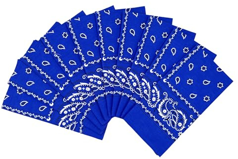 T&Z 100% Cotton 10 Pack Fine Bandanas(Royal Blue), Medium