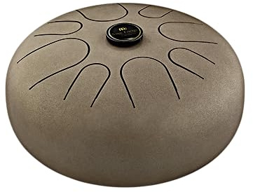 Sonic Energy Steel Tongue Drum, A-Akebono, Vintage Braun (STD2VB) | 8 Töne, 440 Hz, Durchmesser 12 Zoll, 30,5 x 30,5 x 16,5 cm, Inkl. Tasche und 2 Schlägel, Edelstahl