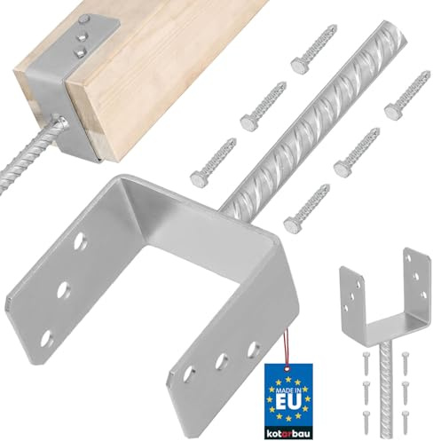 KOTARBAU® U Pfostenträger zum einbetonieren 121 mm Alle Größen Lichte Breite 51mm-161mm Riffelstahl Betonanker für Holzpfosten Feuerverzinkt Steindolle Fest Bodenhülse Stahl Anker