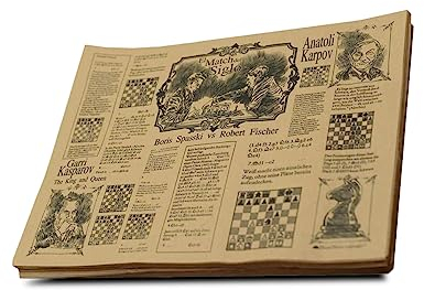 Hostelnovo - Pack 250 Manteles Individuales de Papel Kraft 100% Reciclado - Salvamanteles con Diseño Único de Leyendas de Ajedrez - Ideal para Servicio a la Mesa - 30 x 40 cm