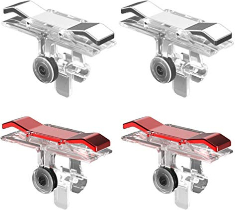 Hemobllo Mobile Spiel Trigger aus Metall mit Hohen Tasten, 2 Paar | Abs und Transparentes Design, Stabile Fixierung, Rote Ausführung, für Schnelles Zielen bei Mobilen Spielen