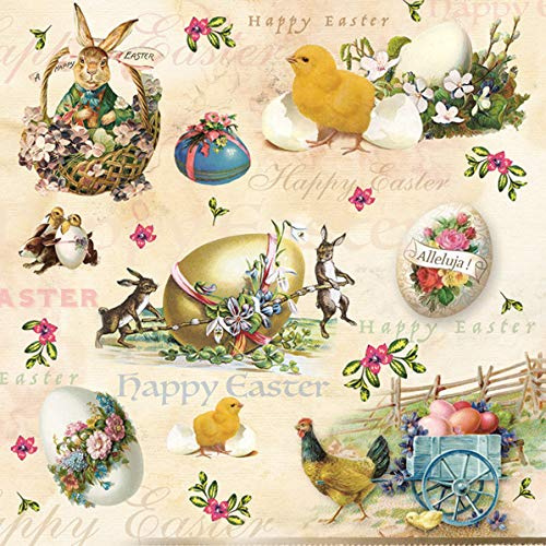 20 Servietten Tiere zu Ostern Vintage | Osterdeko | Tischdeko 33x33cm