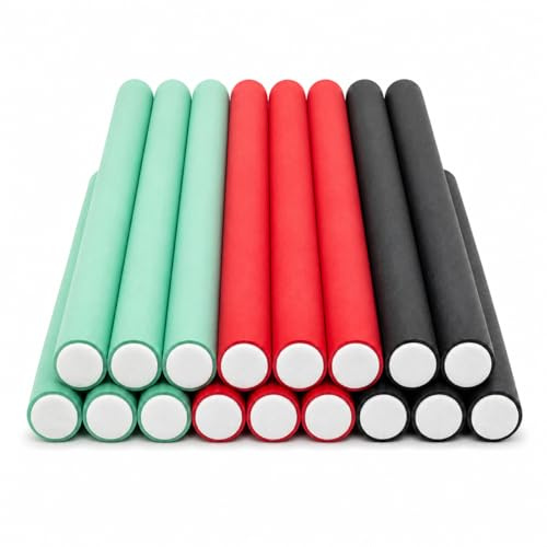 MIJOMA Papilot Rollers Set of 18 Flexible Flexible Curlers for Curly Hair, Hairdressing Supplies 250 mm x Diameter 10 mm, Multicoloured, Easy to Use, for All Hair Types, Curls without Heat Damage