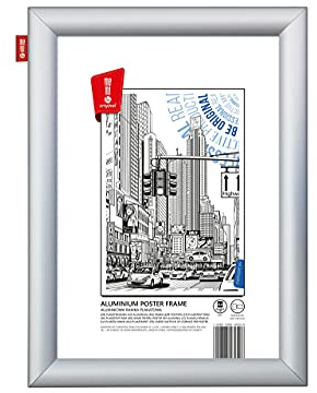 memobe Amex Posterrahmen - Silber Aluminiumrahmen mit Plexiglas - Poster Werbung Wanddeko - bruchsicheres stabiles Plakatrahmen - Dakoration (A4) 21x29,7 cm