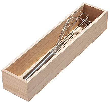 iDesign Porta posate da tavola o credenza, Porta posate per cassetto o dispensa in legno di Paulownia, Salva spazio per cucina per posate e piccoli utensili, beige