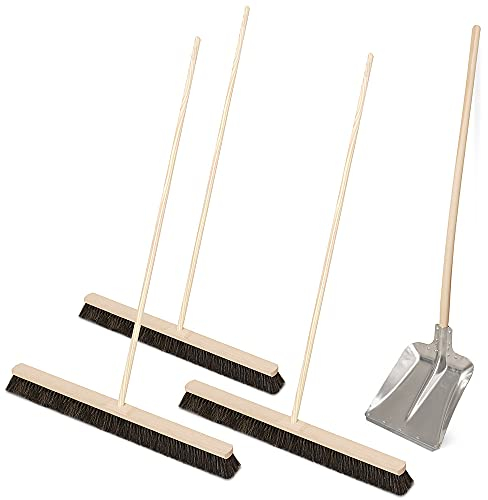 BRB Kehr-Set, 1x Alu-Randschaufel Gr. 9 + 3X Rosshaar-Besen 1000 mm Breite