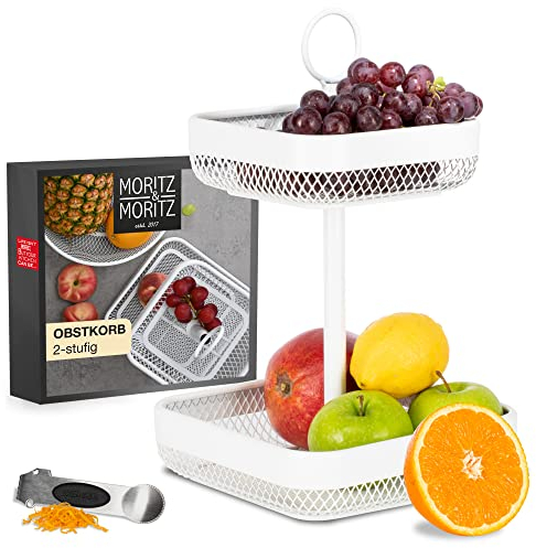 Moritz & Moritz Alzata per frutta Bianco Metallo - Moderna fruttiera colore bianco - Cesto portafrutta colore bianco per conservare frutta, verdura e pane