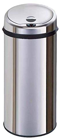 QYRKYP Corbeille, Maison Automatique Sans Contact En Acier Inoxydable Automatique Smart Infrarouge Capteur de Mouvement Des Déchets Poubelle/Argent/42L