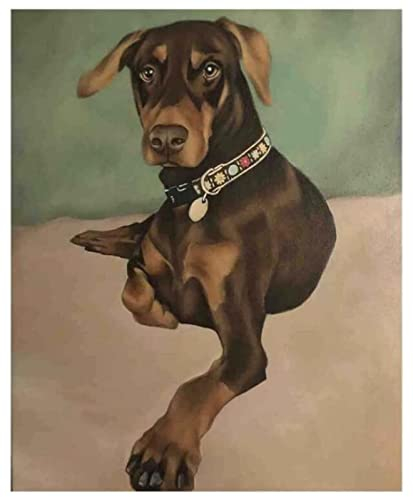 ZMHZMY Malen nach Zahlen Erwachsene,Dobermann Pinscher Hundetier DIY Handgemalt Ölgemälde Kits auf Leinwand Geschenk für Weihnachten Geburtstag Home Haus Deko - Ohne Rahmen