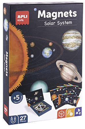 APLI Kids 19272 Magnetiskt solsystem, instrumentbräda med 27 magnetiska delar, 10 språk, använd för barn från 5 år och uppåt