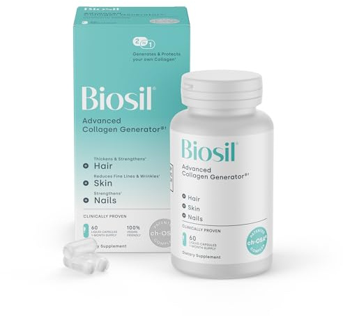 Biosil Collagen Booster Supplement - 60 Vegan Capsules - Patented ch-OSA Activator for Skin, Hair, Nails & Joints - Supports Natural Production - 30-Day Supply
