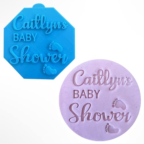 Custom Baby Shower Fondant Stamp Debosser Cupcake Icing Cookie Decoration Cake Personalised (Small - 6cm)